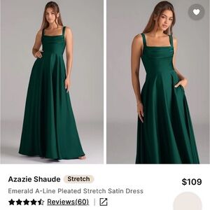 Azazie Emerald Square-Neck A-Line Maxi Dress